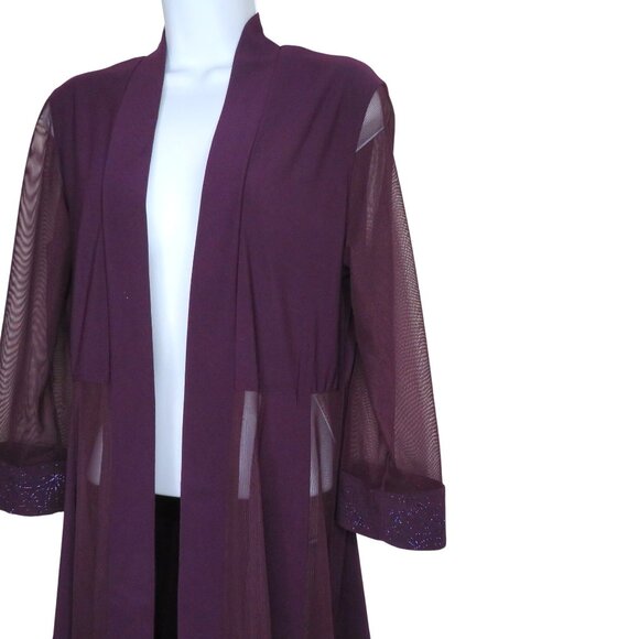 R&M Richards Dress Jacket S Plum Purple Shimmer Sheer Cruise Wedding Party - Picture 13 of 16